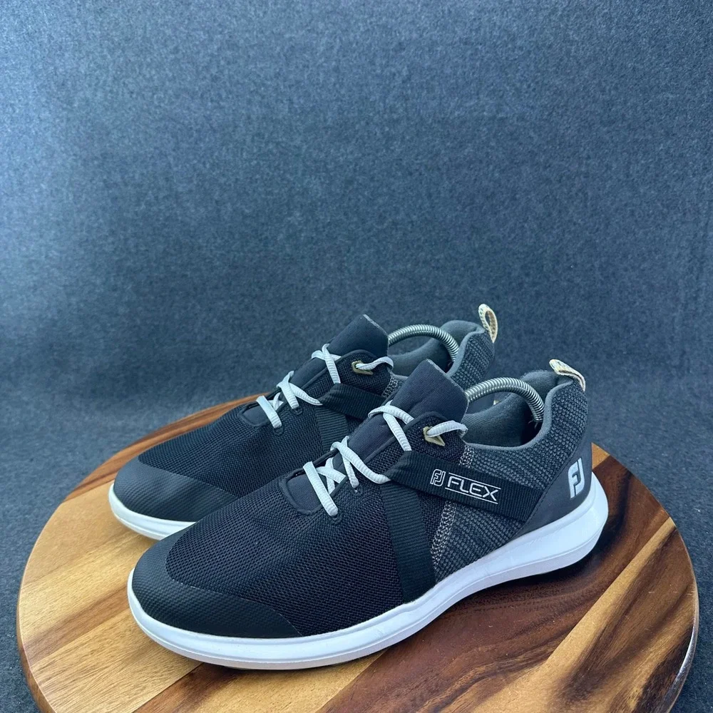 Footjoy FJ Flex Golf Shoes Mens Sz 9.5 XW Black Spikeless Golfing Sneakers 56103
